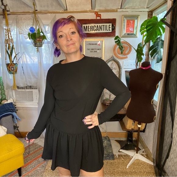 PrettyLittleThing Semi Sheer All Black Long Sleeve Ruffle Dress Size 4 Small - Picture 8 of 17